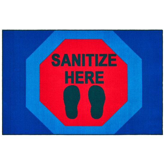 Picture of Carpets for Kids KID$Value Rugs Stop To Sanitize Here Activity Rug, 4ft x 6ft , Blue