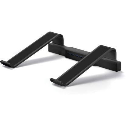 Picture of DAC Non-Skid Laptop Stand With 4-Port USB 3.0 Hub - 3in Height x 9.8in Width - Aluminum Alloy - Black