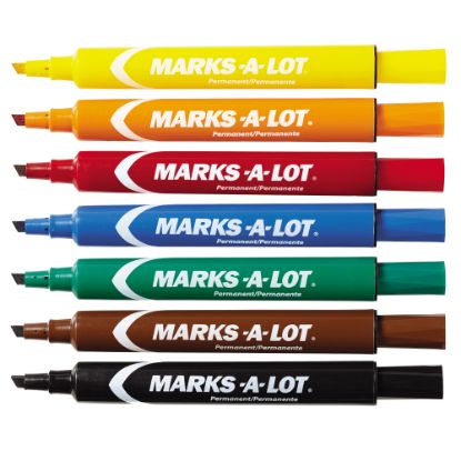 Picture of Avery Marks-A-Lot Large Desk-Style Permanent Markers, Chisel Point, Assorted Colors, Set Of 12