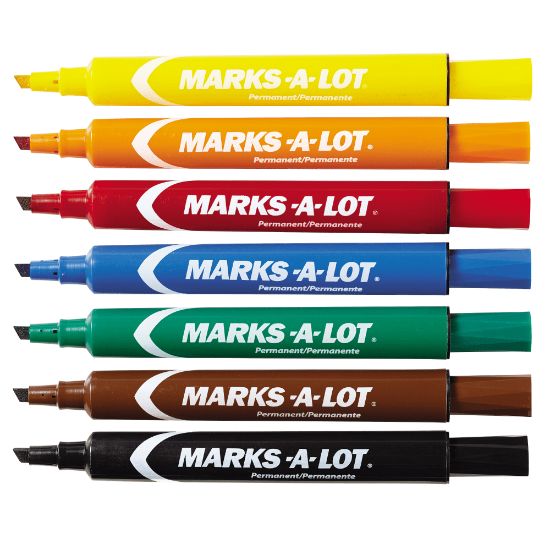 Picture of Avery Marks-A-Lot Large Desk-Style Permanent Markers, Chisel Point, Assorted Colors, Set Of 12