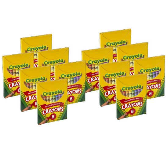 Picture of Crayola Large Crayons, 4in x 7/16in, Assorted Colors, 8 Crayons Per Box, Set Of 12 Boxes