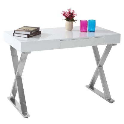 Picture of LumiSource Luster 24inW Computer Desk, Silver/White