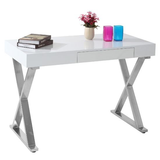 Picture of LumiSource Luster 24inW Computer Desk, Silver/White