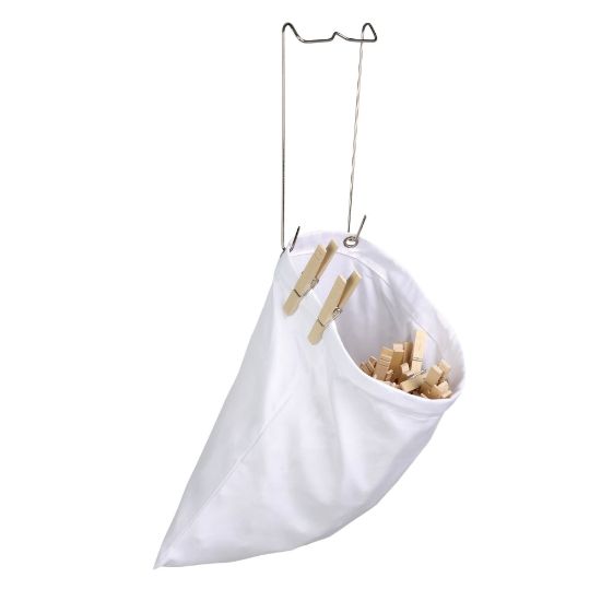 Picture of Honey-Can-Do Hanging Clothespin Bags, 11in x 10in, White, Pack Of 2