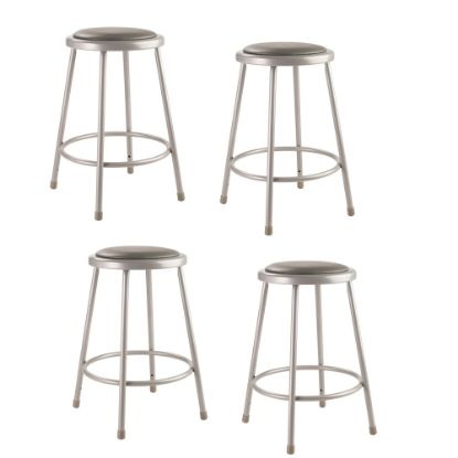 Picture of National Public Seating Vinyl-Padded Stools, 24inH, Gray, Set Of 4