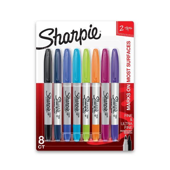 Picture of Sharpie Twin-Tip Permanent Markers, Assorted Fashion Colors, Pack Of 8