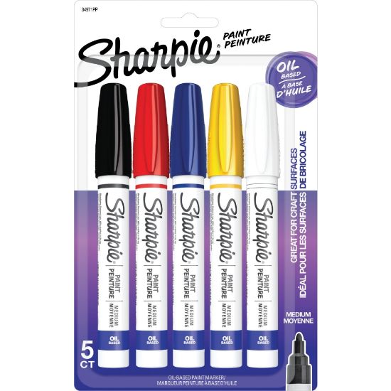 Picture of Sharpie Paint Markers, Medium Point, Assorted Colors, Pack Of 5 Markers