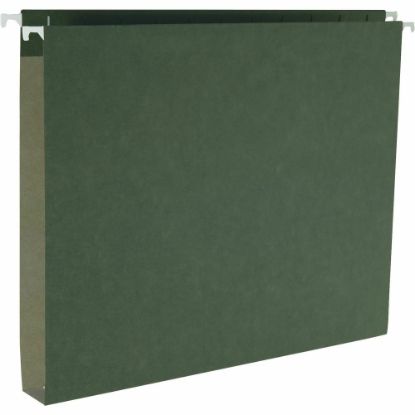 Picture of Business Source 1/5 Tab Cut Letter Recycled Hanging Folder - 8 1/2in x 11in - 1in Expansion - Standard Green - 10% Recycled - 25 / Box