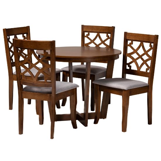 Picture of Baxton Studio Tricia Dining Set, 29-15/16inH x 35-7/16inW x 35-7/16inD, Gray/Dark Brown