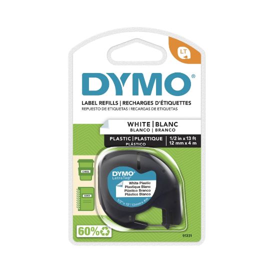 Picture of DYMO LT 91331 Black-On-White Tape, 0.5in x 13ft