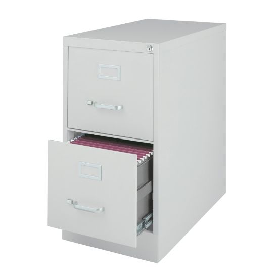 Picture of WorkPro 26-1/2inD Vertical 2-Drawer Letter-Size File Cabinet, Light Gray