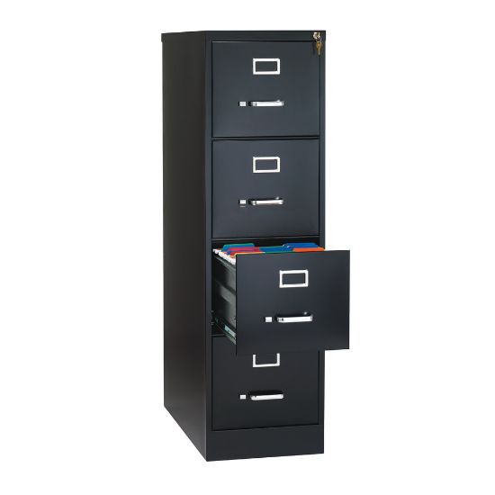 Picture of WorkPro 26 1/2inD 4-Drawer Letter-Size Vertical File Cabinet, Black