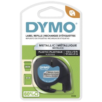 Picture of DYMO LT 91338 Black-On-Silver Tape, 0.5in x 13ft