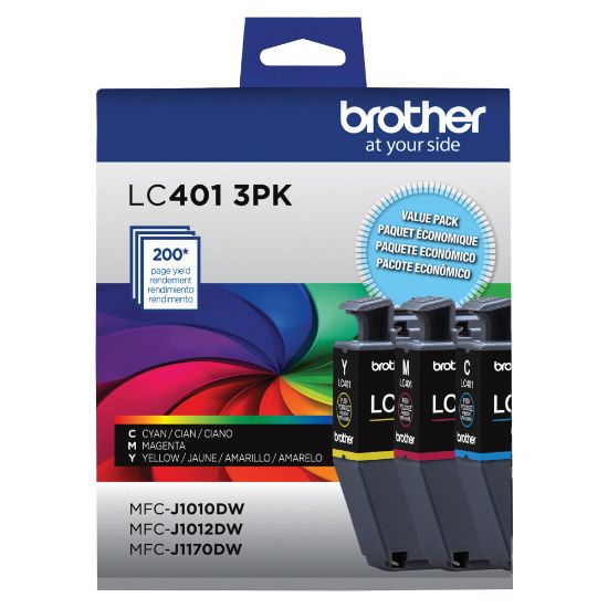 Picture of Brother LC4013 Cyan, Magenta, Yellow Ink Cartridges, Pack Of 3, LC4013PK