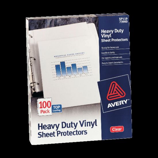 Picture of Avery Heavy-Duty Vinyl Sheet Protectors, 8 1/2in x 11in, Top Loading, Pack Of 100