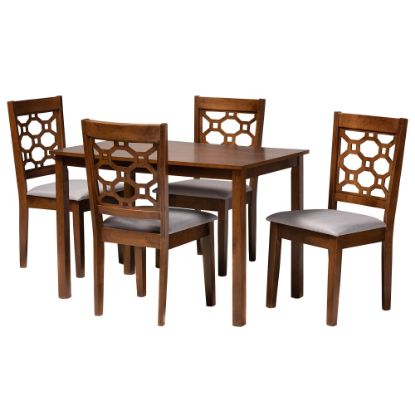 Picture of Baxton Studio Henry 5-Piece Dining Set, 29-1/8inH x 43-5/16inW x 27-9/16inD, Gray/Walnut