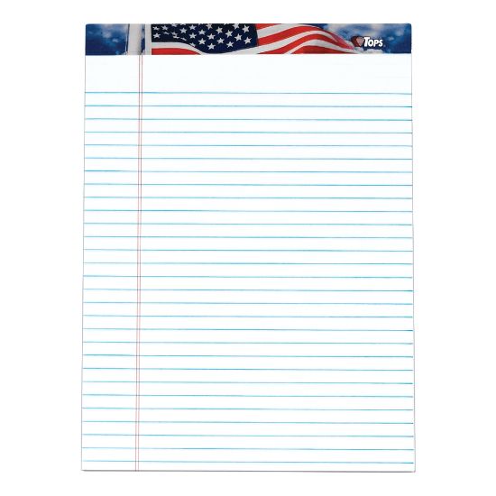 Picture of TOPS Perforated American Pride Writing Pads, 8 1/2in x 11 3/4in, Legal Ruled, 50 Sheets, White, Pack Of 3 Pads