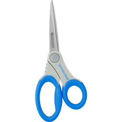 Picture of Westcott Soft Handle Scissors With Anti-Microbial Product Protection, 8in, Pointed, Blue