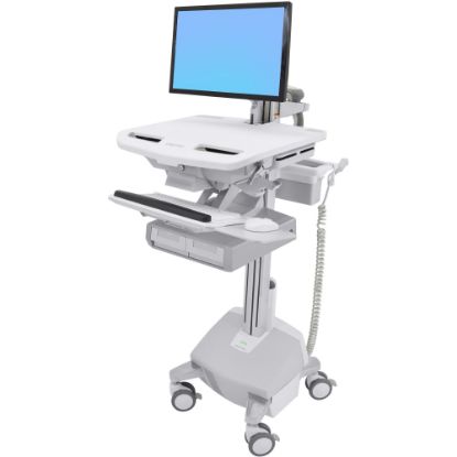 Picture of Ergotron StyleView Cart with LCD Arm, LiFe Powered, 2 Drawers - Cart for LCD display / keyboard / mouse / CPU / notebook / barcode scanner (open architecture) - screen size: up to 24in - output: AC 120 V - 40 Ah - lithium ion