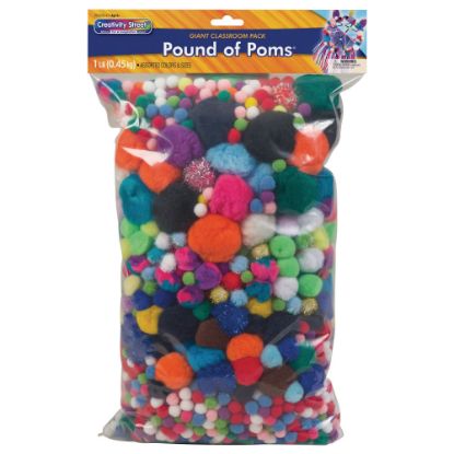 Picture of Chenille Kraft Pom-Poms, Assorted Sizes, Assorted Colors, Box Of 1,000