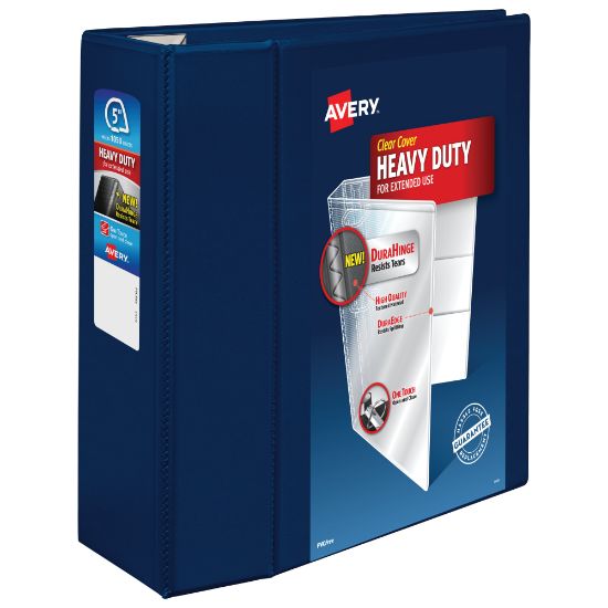 Picture of Avery Heavy-Duty View 3 Ring Binder, 5in One Touch EZD Rings, Navy Blue, 1 Binder