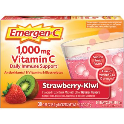 Picture of Emergen-C Vitamin C Drink Mix For Immune Support, 0.32 Oz Per Pack, Strawberry Kiwi, Box Of 30 Packs