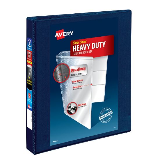 Picture of Avery Heavy-Duty View 3 Ring Binder, 1in One Touch EZD Rings, Navy Blue, 1 Binder