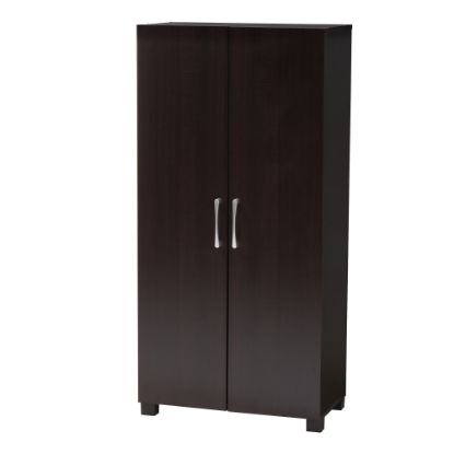 Picture of Baxton Studio Marine 2-Door Shoe Storage Cabinet, Wenge Dark Brown