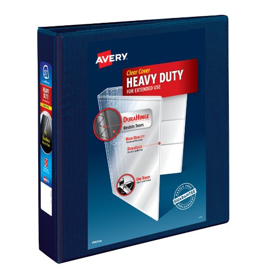 Picture of Avery Heavy-Duty View 3 Ring Binder, 1.5in One Touch EZD Rings, Navy Blue, 1 Binder