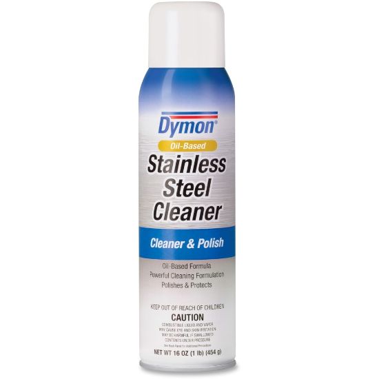 Picture of Dymon Oil-based Stainless Steel Cleaner - Aerosol - 16 fl oz (0.5 quart) - Neutral Scent - 12 / Carton - White