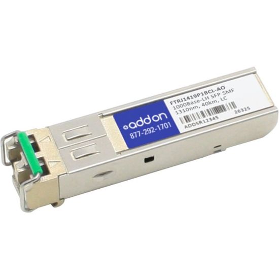 Picture of AddOn Finisar FTRJ1419P1BCL Compatible TAA Compliant 1000Base-LH SFP Transceiver (SMF, 1310nm, 40km, LC) - 100% compatible and guaranteed to work