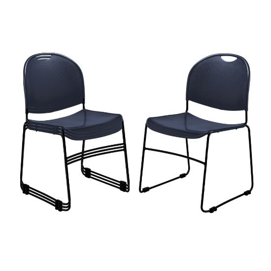 Picture of Commercialine Multipurpose Ultra-Compact Stack Chairs, Navy/Black, Set Of 4 Chairs