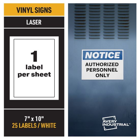 Picture of Avery Industrial Adhesive Vinyl Signs, 61552, 7in x 10in, White, Pack Of 25