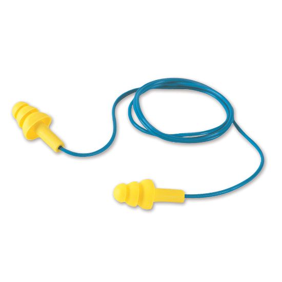 Picture of 3M UltraFit Corded Ear Plugs, Blue/Yellow, Pack Of 100