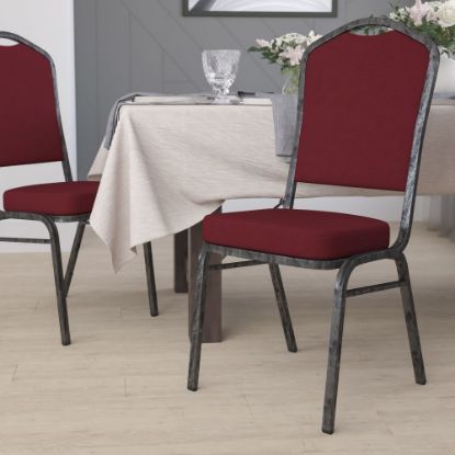 Picture of Flash Furniture HERCULES Series Crown Back Stacking Banquet Chair, Burgundy/Silvervein