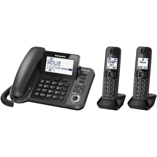 Picture of Panasonic Link2Cell Bluetooth DECT 6.0 Phone System And Answering Machine With 1 Corded And 2 Cordless Handsets, KX-TGF382M