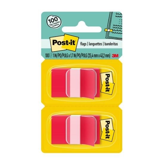 Picture of Post-it Notes Flags, 1in x 1-7/10in, Red, 50 Flags Per Pad, Pack Of 2 Pads