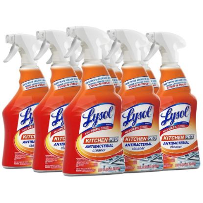 Picture of Lysol Kitchen Pro Antibacterial Cleaner - Liquid - 22 fl oz (0.7 quart) - Fresh Citrus Scent - 9 / Carton - Clear