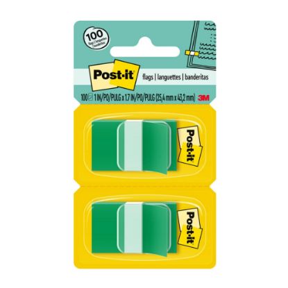 Picture of Post-it Flags, 1in x 1 -11/16in, Green, 50 Flags Per Pad, Pack Of 2 Pads