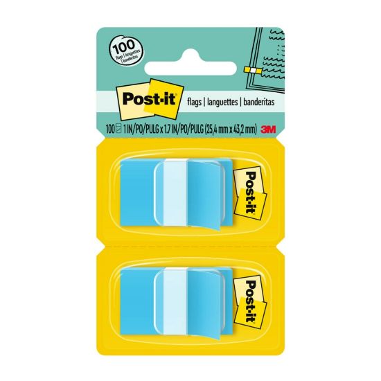 Picture of Post it Flags, 1in x 1 7/10in, Blue, 50 Flags Per Pad, Pack Of 2 Pads