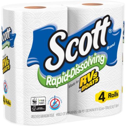 Picture of Scott Rapid-Dissolving Toilet Paper - White - Soft, Absorbent, Septic Safe, Clog Safe - For Skin - 48 / Carton