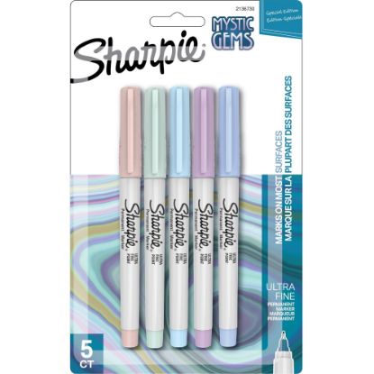 Picture of Sharpie Cosmic Color Permanent Markers, Ultra Fine Point, Gray Barrels, Assorted Ink Colors, Pack Of 5 Markers