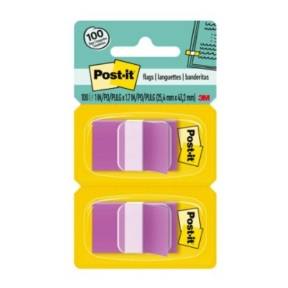 Picture of Post-it Flags, 1in x 1 -11/16in, Purple, 50 Flags Per Pad, Pack Of 2 Pads