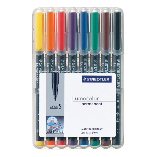 Picture of Staedtler Mars Lumocolor Permanent Markers, Extra Fine, 80% Recycled, Assorted Colors, Pack Of 8