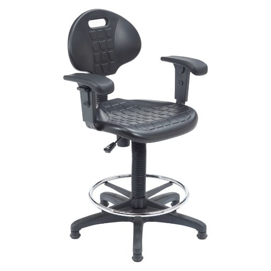 Picture of National Public Seating 6700 Series Kangaroo Polyurethane Task Chair Stool, With Arms, 22 to 32in Seat Height, Black