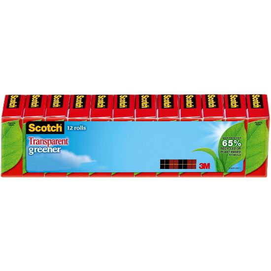 Picture of Scotch Transparent Greener Tape, 3/4 in. x 900 in., 12 Tape Rolls, Clear, Home Office, Back to School Supplies and College Essentials for Students and Teachers