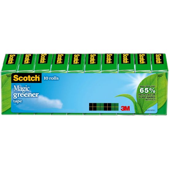 Picture of Scotch Greener Magic Tape, Invisible, 3/4 in. x 900 in., 10 Tape Rolls, Clear, Home Office, Back to School Supplies and College Essentials for Students and Teachers