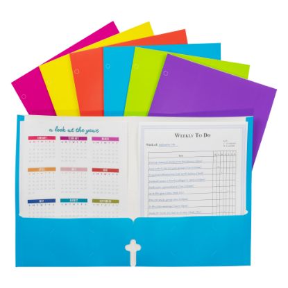 Picture of C-Line 2-Pocket 3-Hole Punch Laminated Paper Folders, Letter Size, Assorted Colors, Pack Of 100 Folders