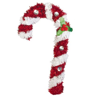 Picture of Amscan 241327 Christmas Small 3D Tinsel Candy Canes, 6-1/2inH x 3-1/2inW x 2inD, Red, Set Of 8 Canes