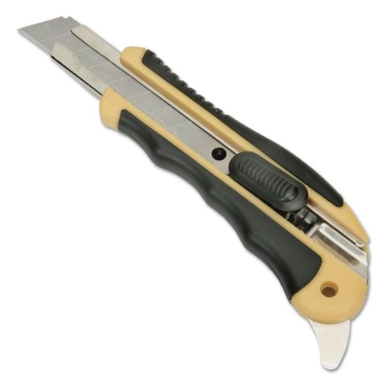 Picture of SKILCRAFT Snap-Off Utility Knife With Cushion Grip Handle, 18mm, Yellow/Black (AbilityOne 5110-01-621-5252)